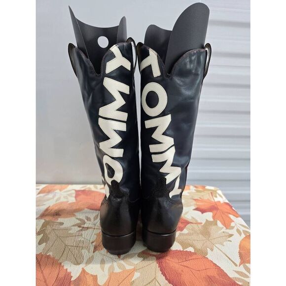 Vintage Tommy Hilfiger Women's Cowboy Boots  Size 8 Red & Blue USA Flag Leather - Picture 3 of 5